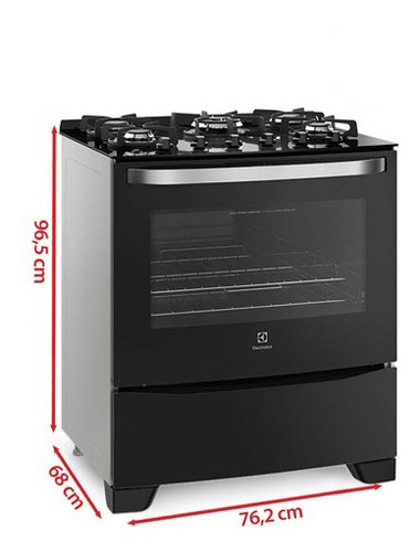 Fogão De Piso Electrolux De 05 Bocas Preto - 76gs