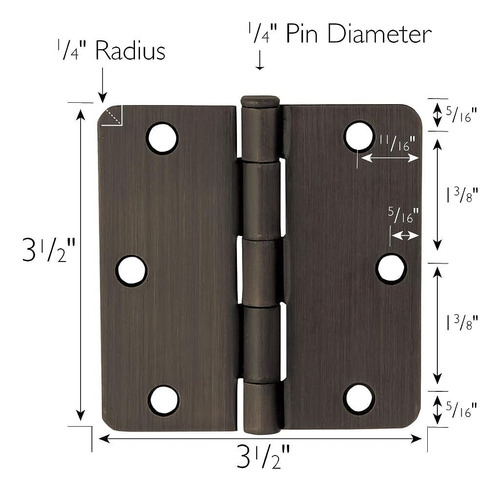 Casa De Diseño 181370 3-pack Bisagra 3.5 , Bronce Frotado Al