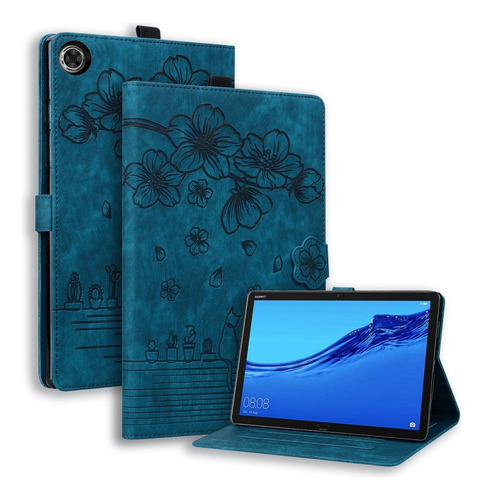 Funda De Piel De Gato Azul Para Lenovo Tab M10 Plus 3.ª Gene