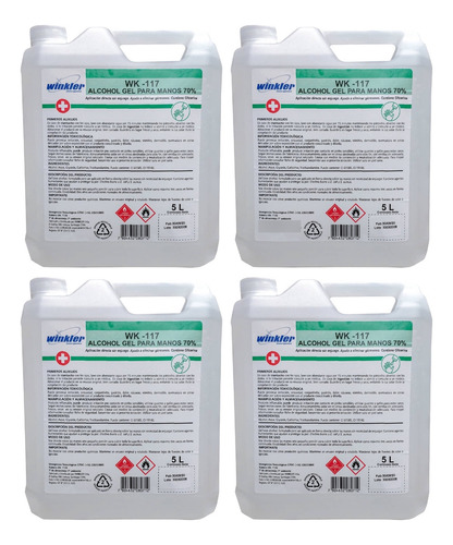 Alcoholgel 70% - Pack 4 Bidones 5 Litros - Certificado Isp