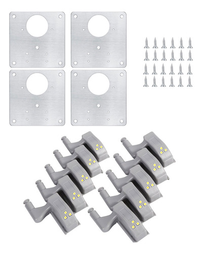 4 Placa Reparación Bisagras Y 10 Led Sensor Lampara Bisagra