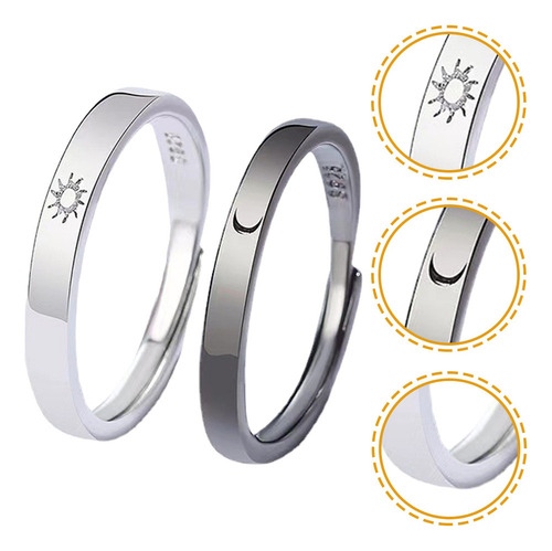 Anillos De Pareja Ajustables De Sol Y Luna Para Ella Y Él