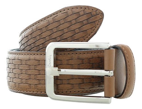 Pierre Cardin Brown Weave Textured Classic D-ring Cinturón A