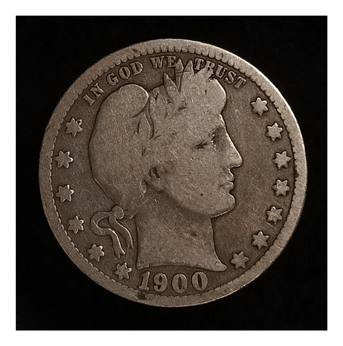 Estados Unidos 25 Cents 1900 Bueno Plata 900 Km 114