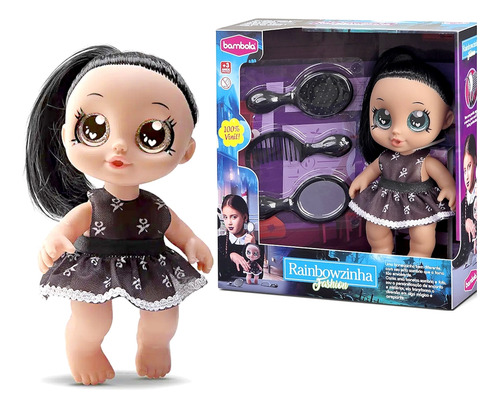 Boneca Addams Rainbowzinha Articulada +escova Pente Espelho