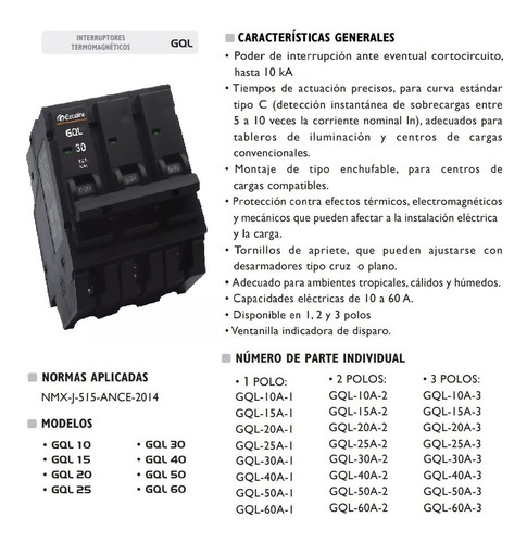 Imagen 2 de 6 de Breaker Breker Interruptor Termomagnetico 30a 3p Exceline /