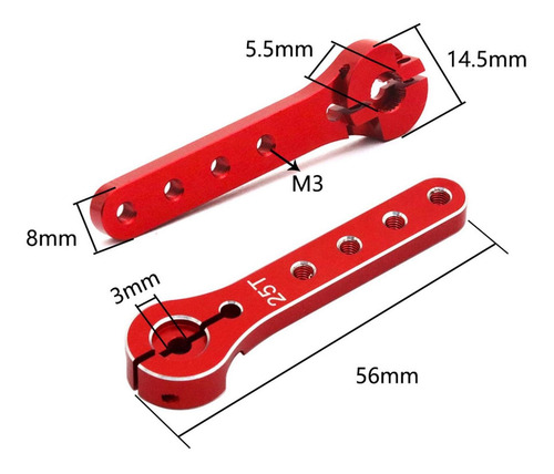 25t Braço Servo Cnc Metal Rc Servo Chifre Vermelho