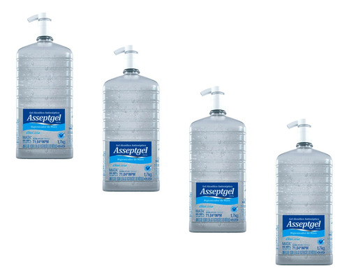 Álcool Em Gel 70 Inpm Asseptgel 1kg Kit 4