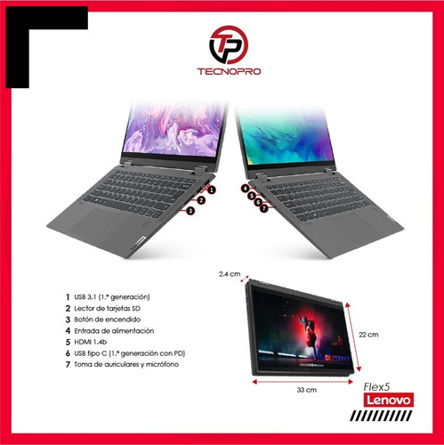 Imagen 7 de 7 de Laptop Lenovo 360 Core I5 - 12 Gb Ram - 256 Gb Ssd + Touch
