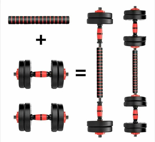 Imagen 4 de 8 de Set De Mancuernas 15kg Barra Armable Ajustable / Lhua Store