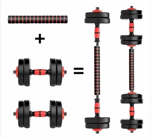 Set de mancuernas ajustable de 20kg con unión/extensor para barra