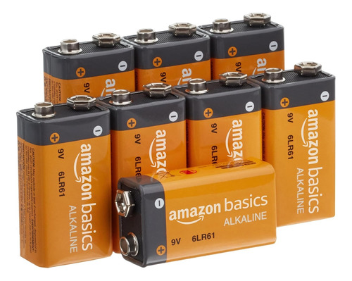 Amazon Basics 8 Baterías 9 V No Recargables Alto Rendimiento