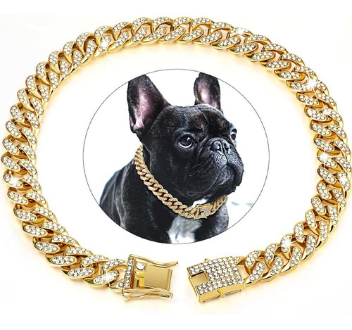 W Collar Cubano Para Mascotas, Cadena Con Forma De Diamante