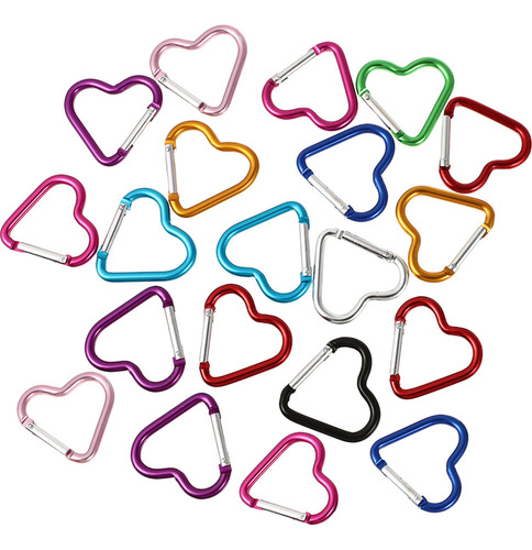 Mosquetón En Forma De Corazón Con Gancho En Forma De S, 20 U
