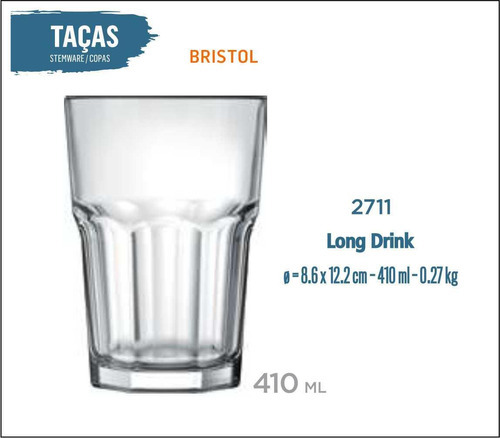 24 Copos Bristol 410ml - Long Drink