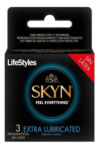 Lifestyles Skyn Extra Lubricado Preservativo 3 Und Sin Latex