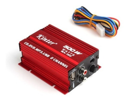 Imagen 6 de 6 de Rojo 500w Ma-150 Dc9-15v 2ch Mini Hi-fi Stereo Mp3 Audio Amp
