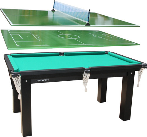 Mesa 3 Em 1 - Sinuca/ping Pong/futebol Botão Procópio Cor do tecido Verde
