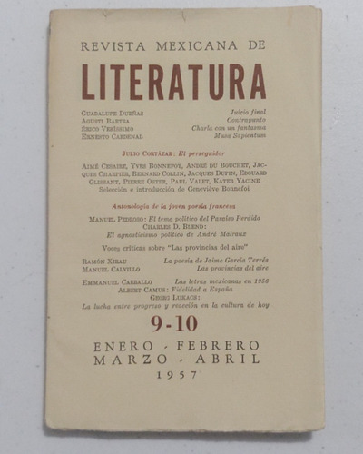 Revista Mexicana De Literatura. Julio Cortázar 