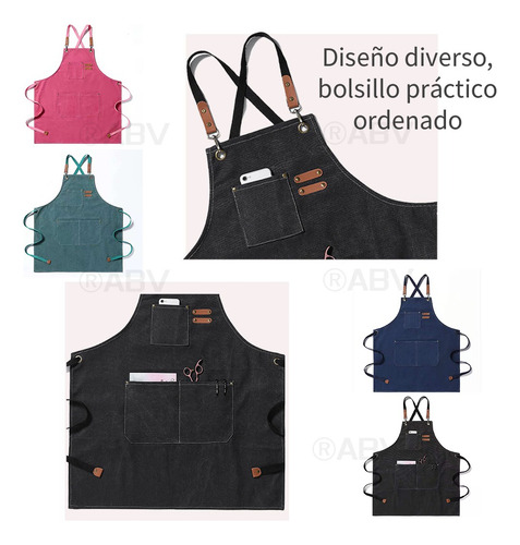 Mandil Delantal Cocina Chef-cafeteria-multiusos-unisex Color Rosa Diseño De La Tela Rosa