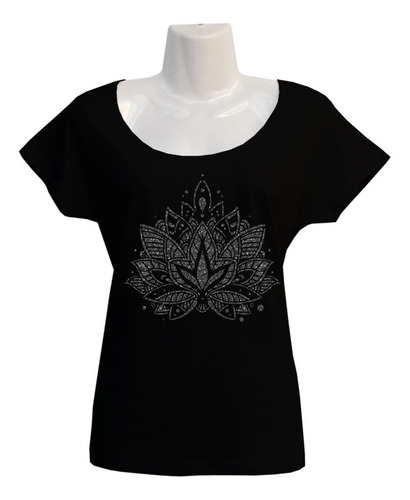 Polera Loto Mandala - Yoga - Estampada - Glitter - Escotada