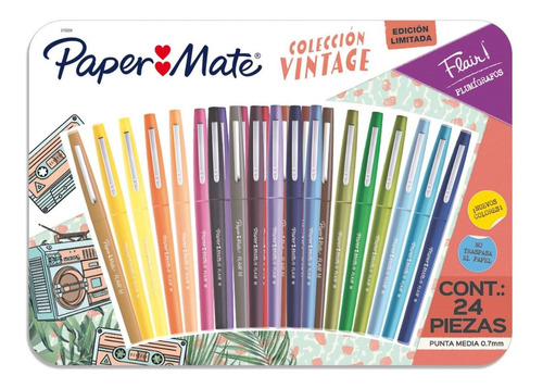 Rotulador Paper Mate Flair Colección Vintage Set Surtido X24