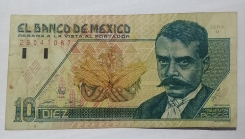 Billete De 10 Pesos=emiliano Zapata