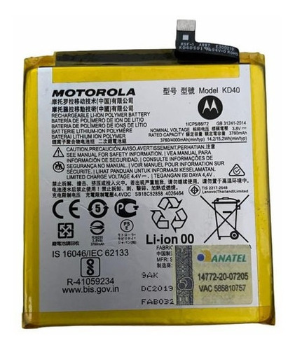 Bateria Original Kd40 Motorola Moto G8 Plus Xt2019-2 Nova