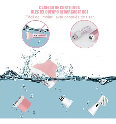 Depiladora 4 En 1 Para Mujer Cejas Rostro Cuerpo Afeitadora Color Rosa