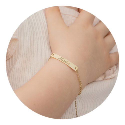 Pulsera Nombre Personalizado Niños Plata Enchapada Oro 18k