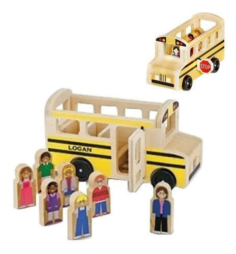 Camión Juguete Autobús  Escolar De Madera Para Niños