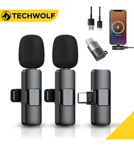 Comprar 2 Unids Micrófono Inalámbrico Lavalier Para iPhone Y Android Microfono Inalambrico Con Reducción De Ruido Inteligente Para Grabación De Videos, Transmisiones En Vivo Y Vlogs