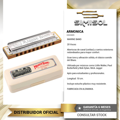 Imagen 2 de 3 de Armonica Diatonica Hohner Marine Band Tono Mayor Profesional