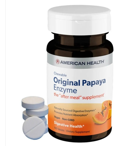 American Healt Original Papaya Enzyme 100 Tabletas 