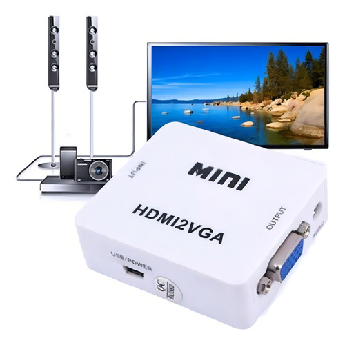 Mini Conversor Adaptador Hdmi Para Vga Hdmi2vga Hdmi X Vga