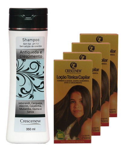 Imagem 1 de 3 de Kit Com 1 Shampoo E 4 Tônicos Queda Cabelo De Alumã E Broto 