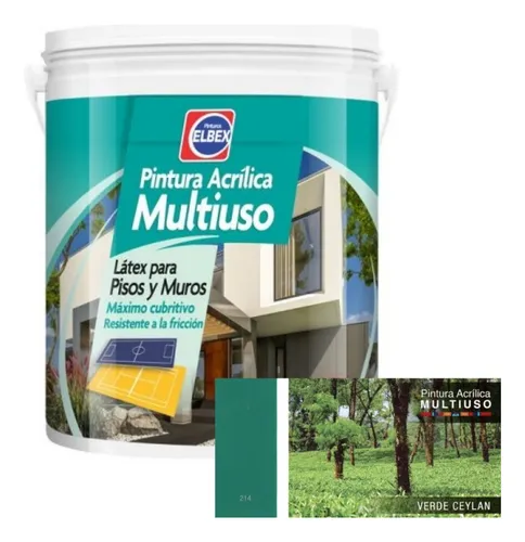Pintura Pisos - Multiuso Elbex 1lt Verde Ceylan Acabado Mate