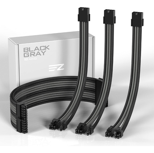 Kit De Cables Atx 24pin/8pin A 62pin Ezdiy-fab Negro Gris