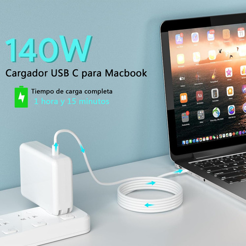 140W Cargador Tipo C Carga Rapida Cargador USB C Compatible con MacBook Pro y MacBook Air,iPad Pro Incluido 1.5m USB C Cable