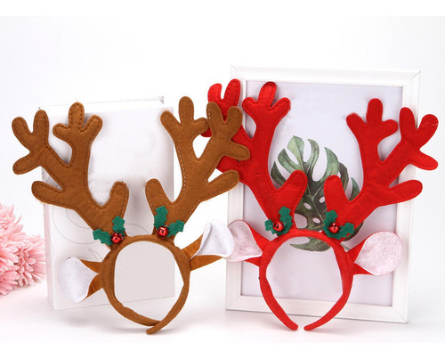 2 Diademas Con Astas De Reno Para Navidad Y Cumpleaños