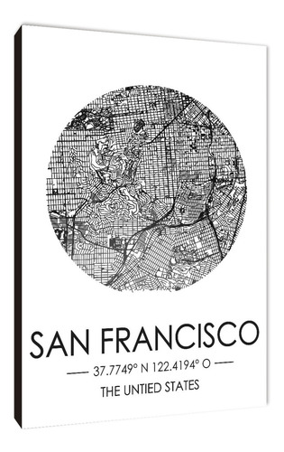 Cuadros Mapa San Francisco Varios Modelos 50x70