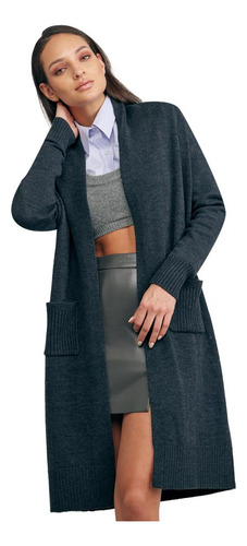 Ensamble Largo Tejido Sao Paulo Rm06 Gris Oxford Para Mujer