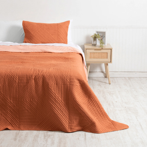 Quilt 1.5 Plazas Microfibra Terracota-coral