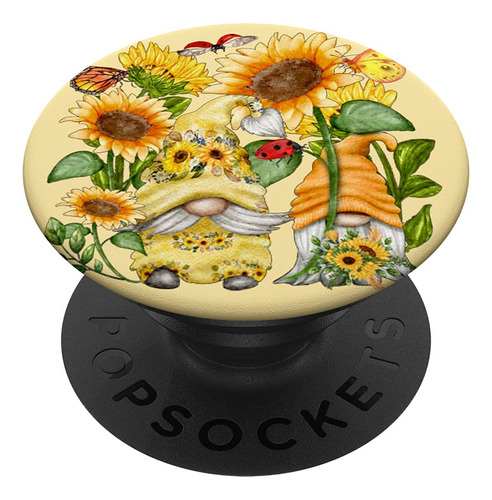 Gnomo Girasol Floral Mariquita Para Primavera Jar Popsockets