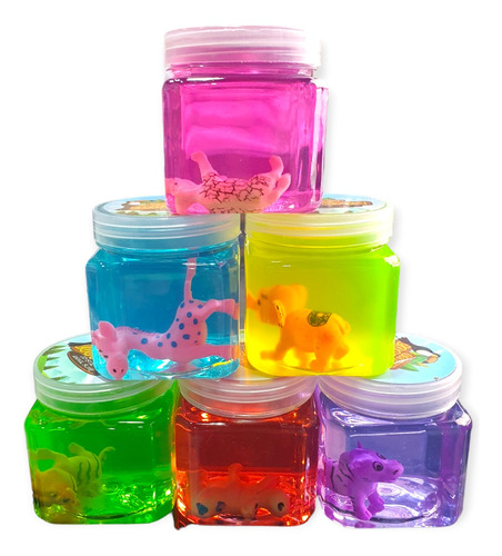 Slime Kit X6 Figuras Gel Moldeable Eco Animales Sorpresas