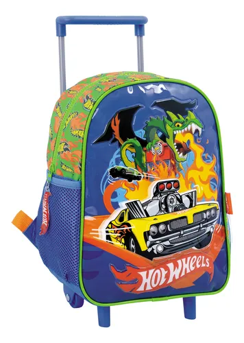 comprar Mochila Con Carro Ideal Jardín 12'' Hot Wheels Dragón 11618