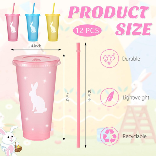 Vaso De Plástico Reutilizable Con Tapa Y Pajita 24 Oz
