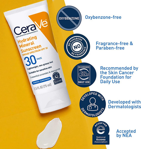 Cerave Hydrating Mineral Sunscreen Protector Solar Spf 30