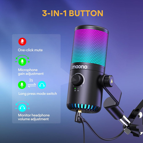 Micrófono Usb Para Juegos Con Software, Micrófono Rgb...