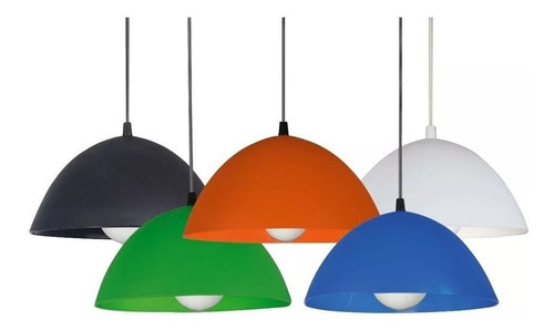 Lámpara Colgante Económica Pvc Cocina Apto Led E27 Colores